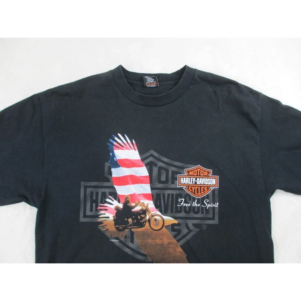 VINTAGE Harley Davidson Shirt Mens Extra Large Black Free The Spirit Eagle 90s*